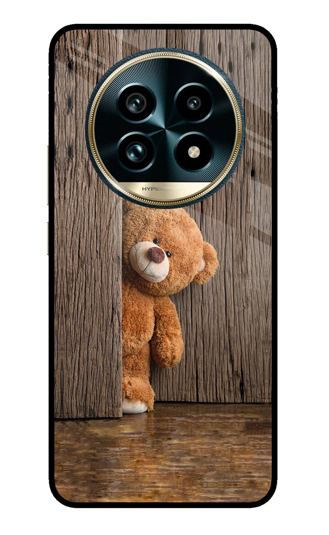 Teddy Wooden Realme 13 Pro+ 5G Glass Case Back Cover by Casekaro