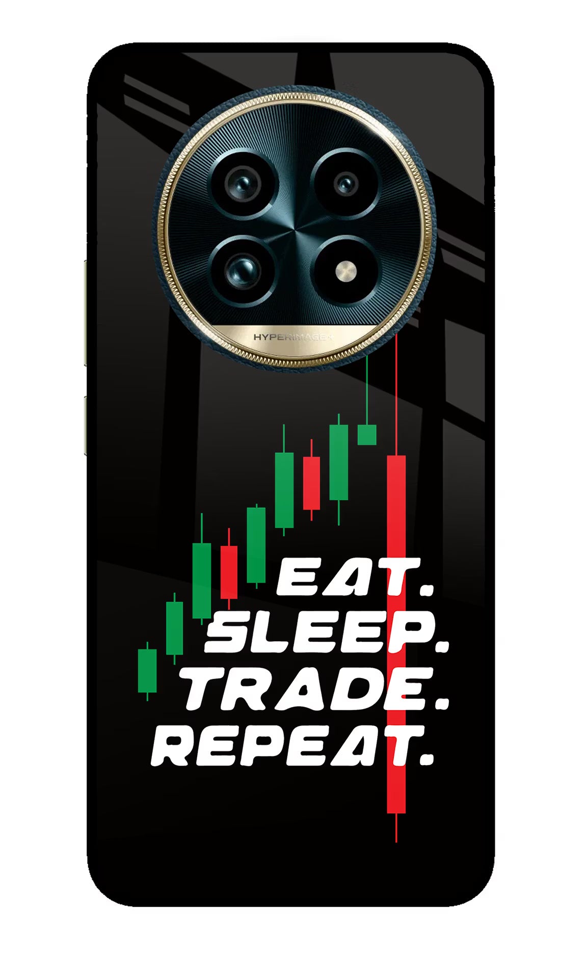 Eat Sleep Trade Repeat Realme 13 Pro+ 5G Glass Case Back Cover by Casekaro