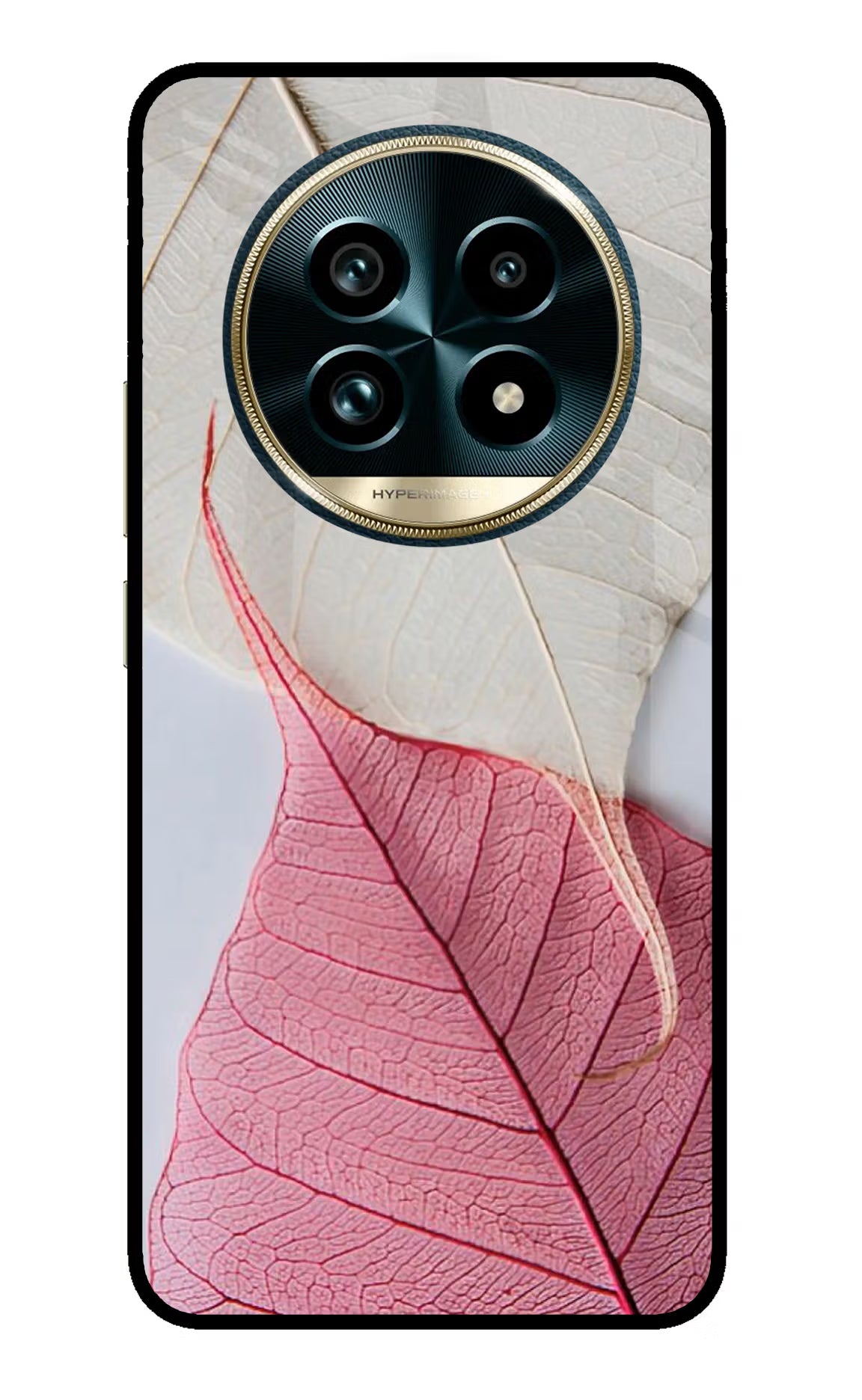 White Pink Leaf Realme 13 Pro+ 5G Glass Case Back Cover by Casekaro
