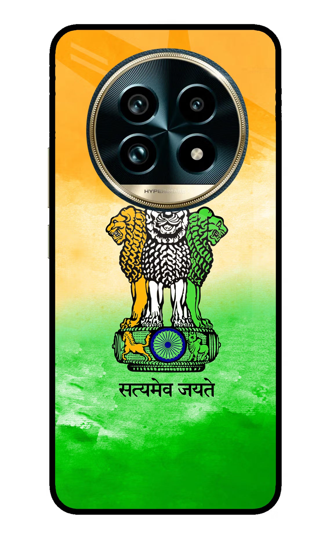 Satyamev Jayate Flag Realme 13 Pro+ 5G Glass Case Back Cover by Casekaro