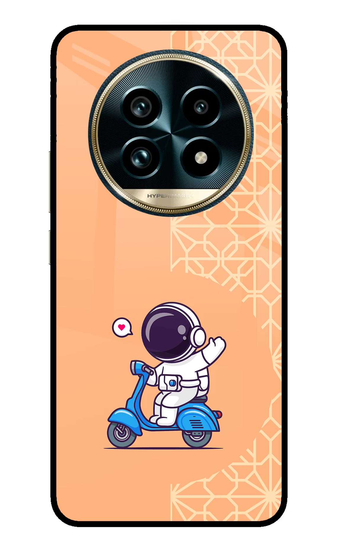 Cute Astronaut Riding Realme 13 Pro+ 5G Glass Case
