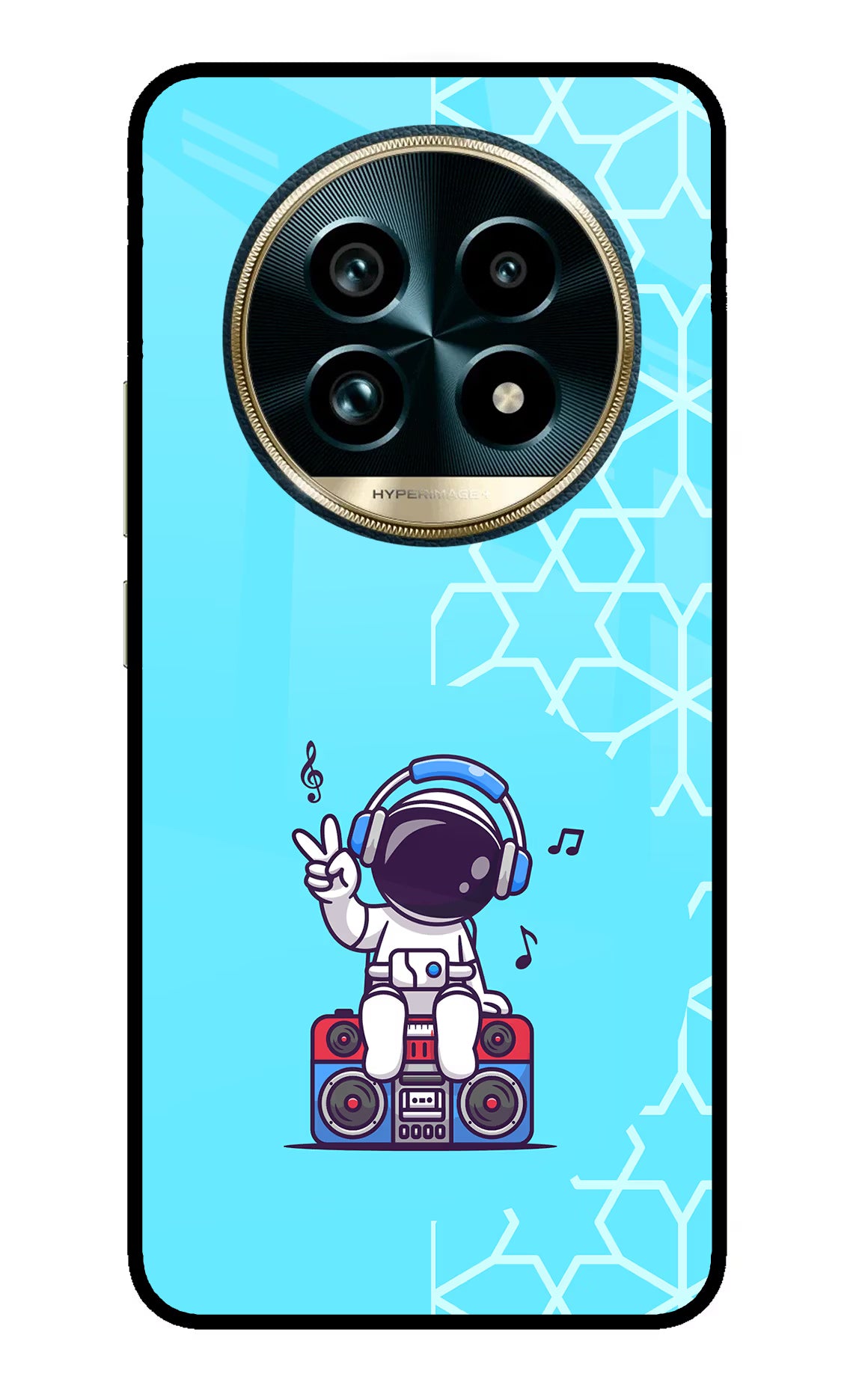 Cute Astronaut Chilling Realme 13 Pro+ 5G Glass Case Back Cover by Casekaro