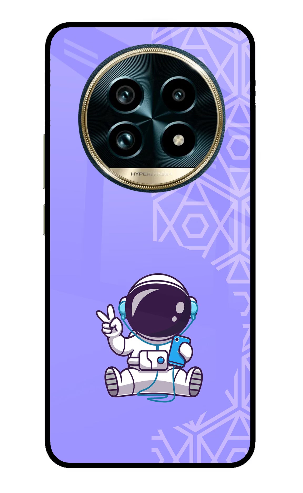 Cute Astronaut Chilling Realme 13 Pro+ 5G Glass Case Back Cover by Casekaro