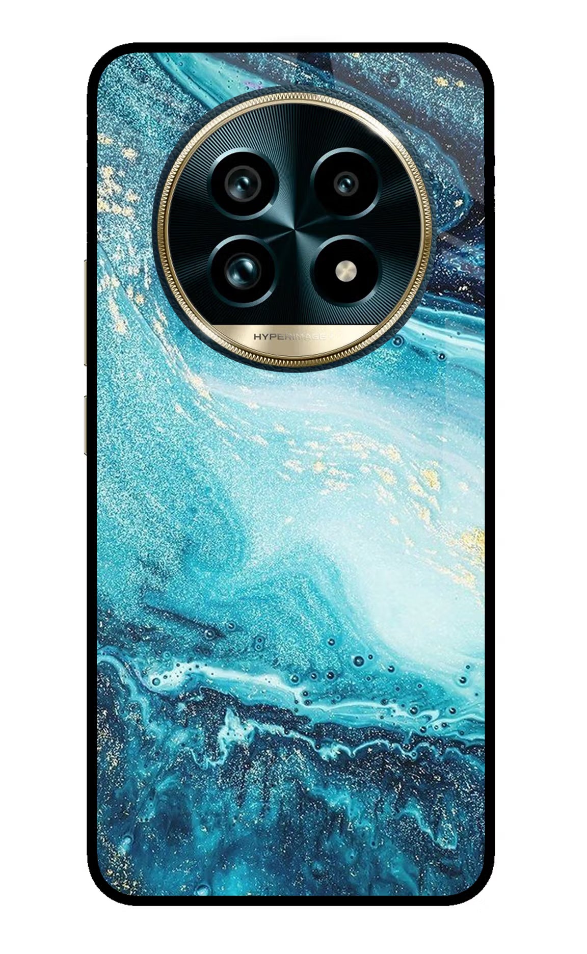Blue Glitter Marble Realme 13 Pro+ 5G Glass Case Back Cover by Casekaro