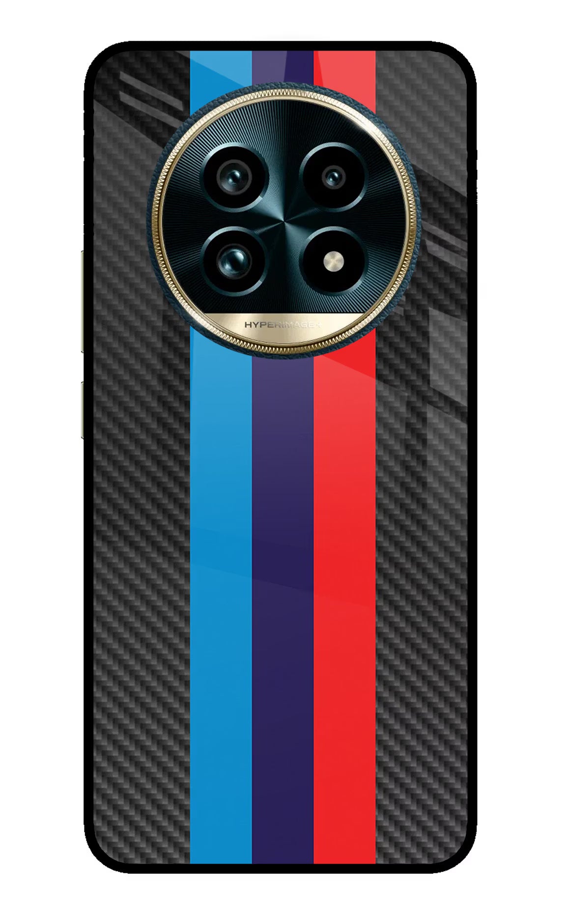 BMW Stripes Pattern Realme 13 Pro+ 5G Glass Case Back Cover by Casekaro