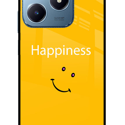 Happiness With Smiley Realme C63 Glass Case Back Cover by Casekaro