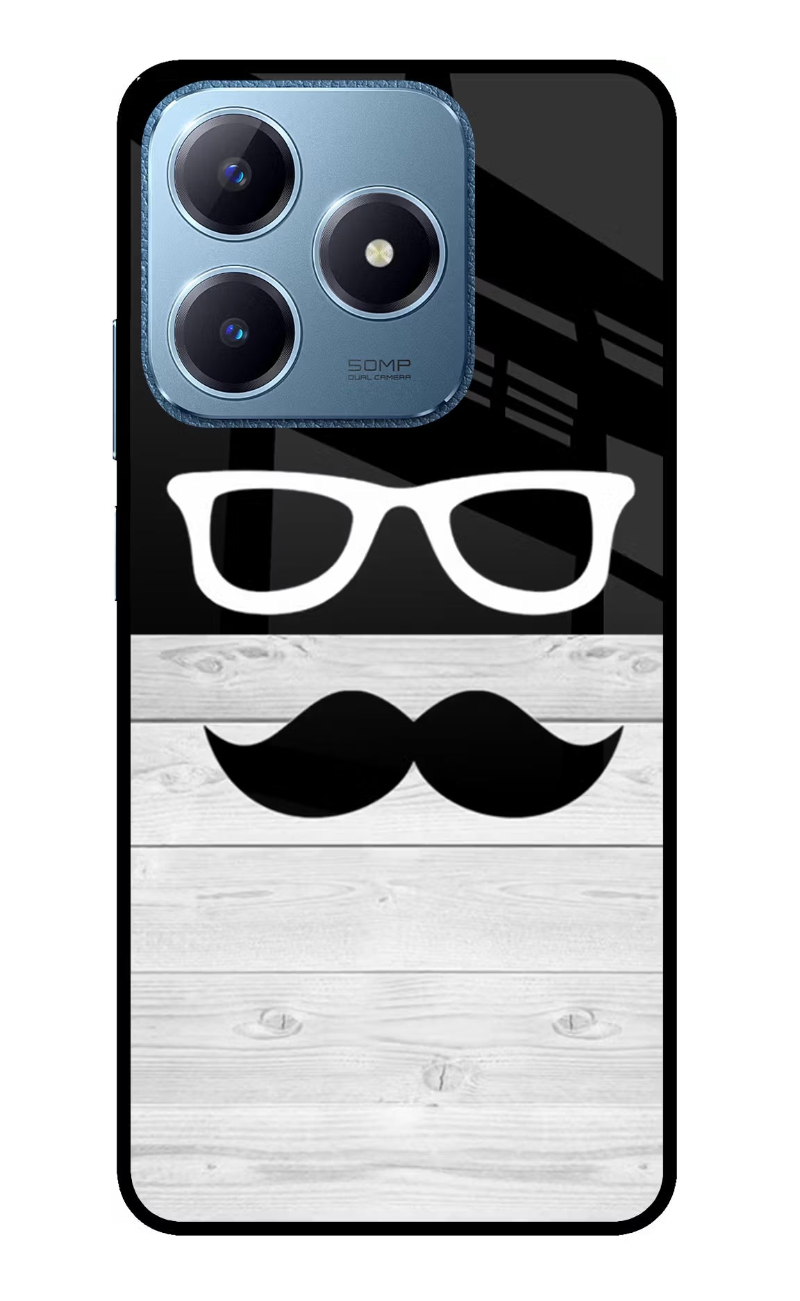 Mustache Realme C63 Glass Case Back Cover by Casekaro