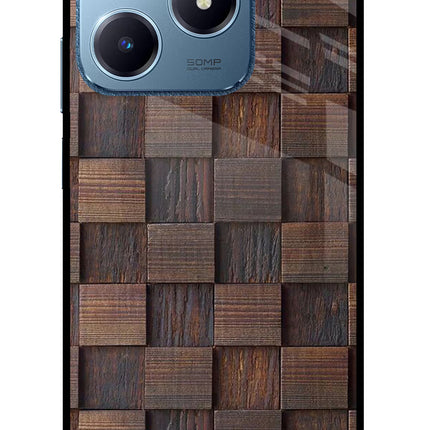 Wooden Cube Design Realme C63 Glass Case Back Cover by Casekaro