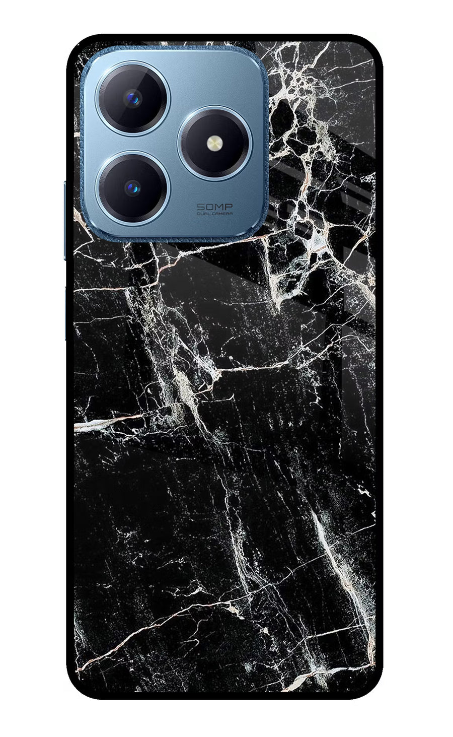 Black Marble Texture Realme C63 Back Cover, Glass case
