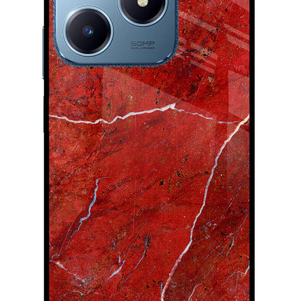 Red Marble Design Realme C63 Glass Case Back Cover by Casekaro