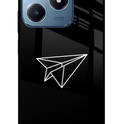Paper Plane White Realme C63 Glass Case Back Cover by Casekaro