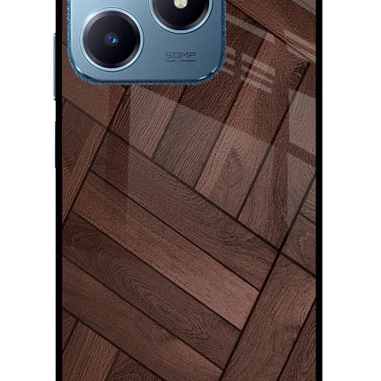 Wooden Texture Design Realme C63 Glass Case Back Cover by Casekaro