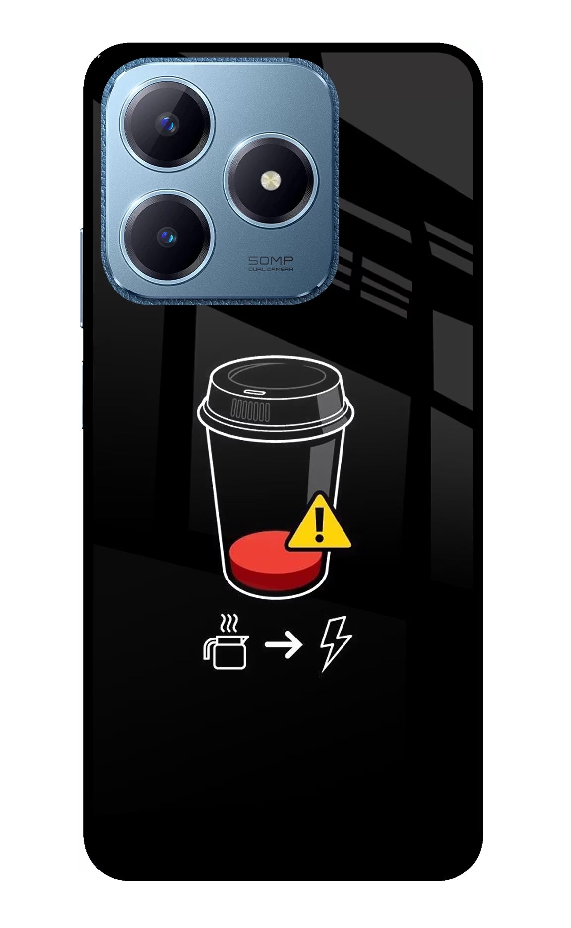 Coffee Realme C63 Glass Case Back Cover by Casekaro