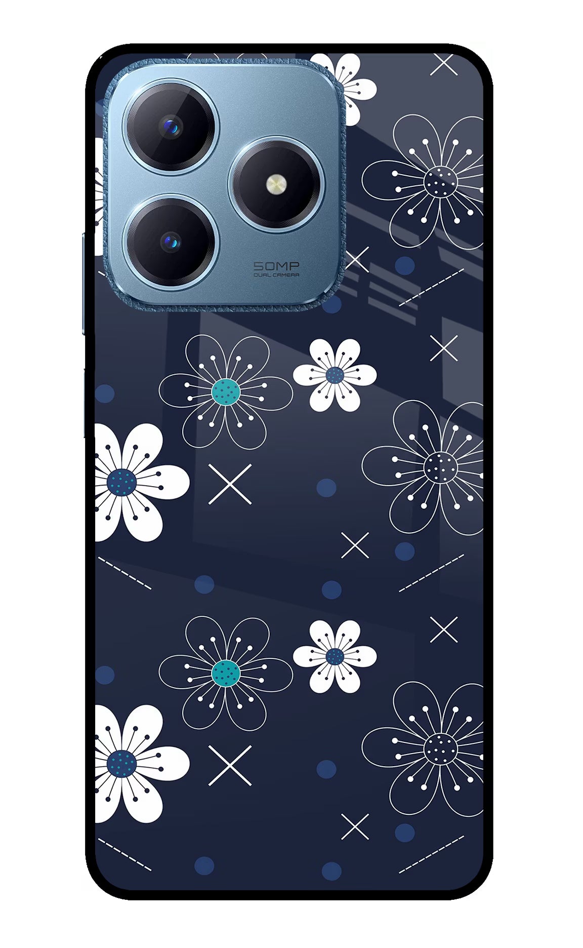 Flowers Realme C63 Glass Case Back Cover by Casekaro
