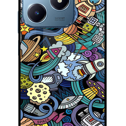 Space Abstract Realme C63 Glass Case Back Cover by Casekaro