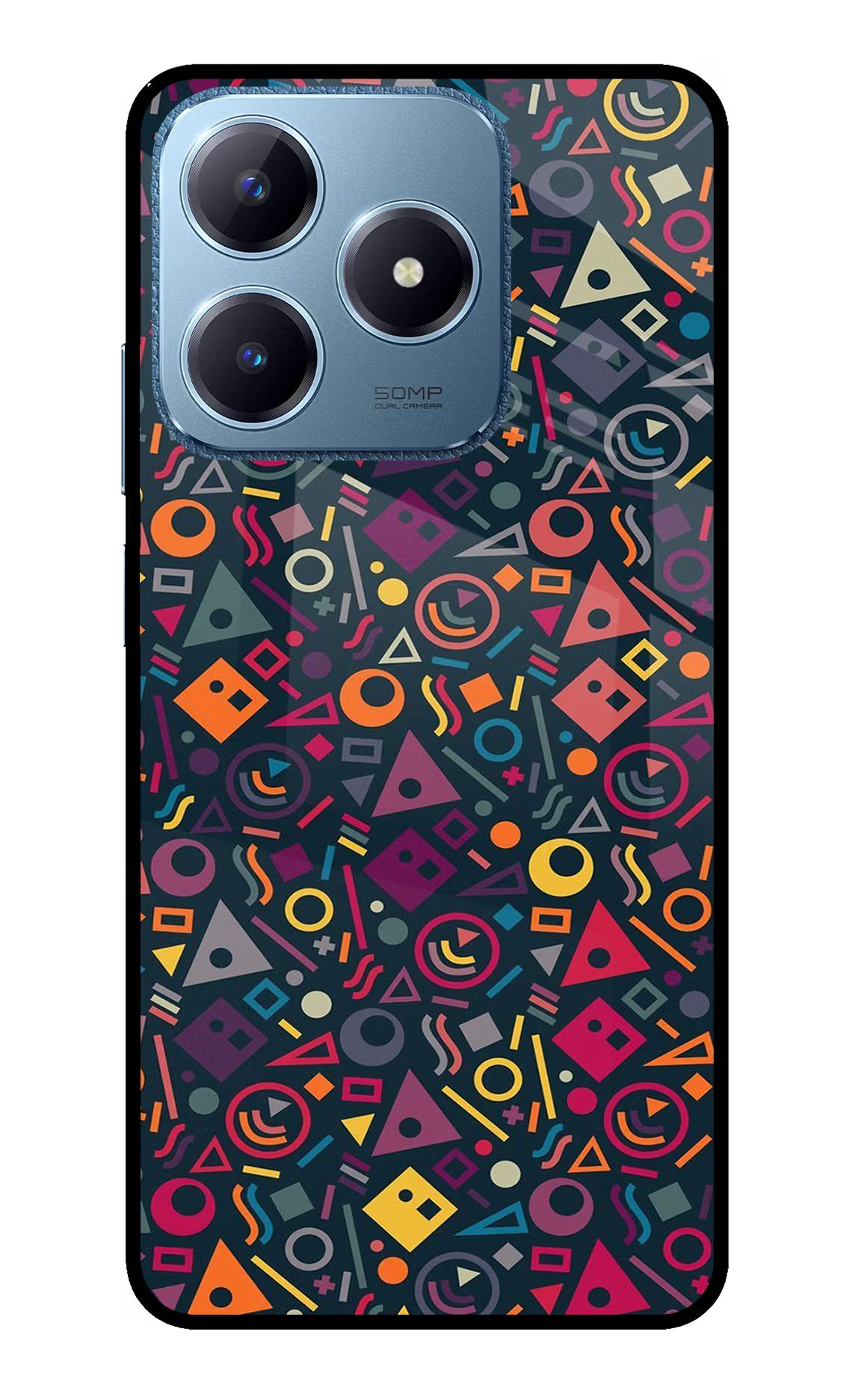 Geometric Abstract Realme C63 Glass Case Back Cover by Casekaro