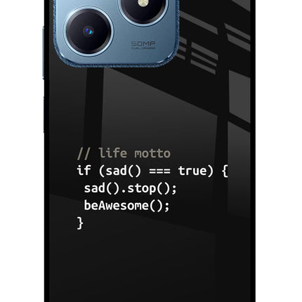 Life Motto Code Realme C63 Glass Case Back Cover by Casekaro