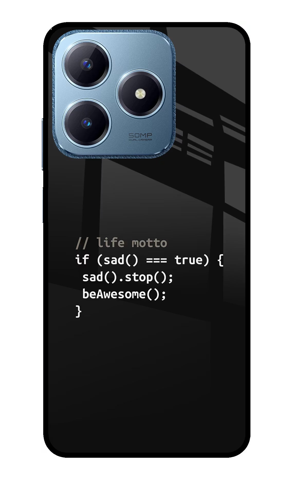 Life Motto Code Realme C63 Glass Case Back Cover by Casekaro