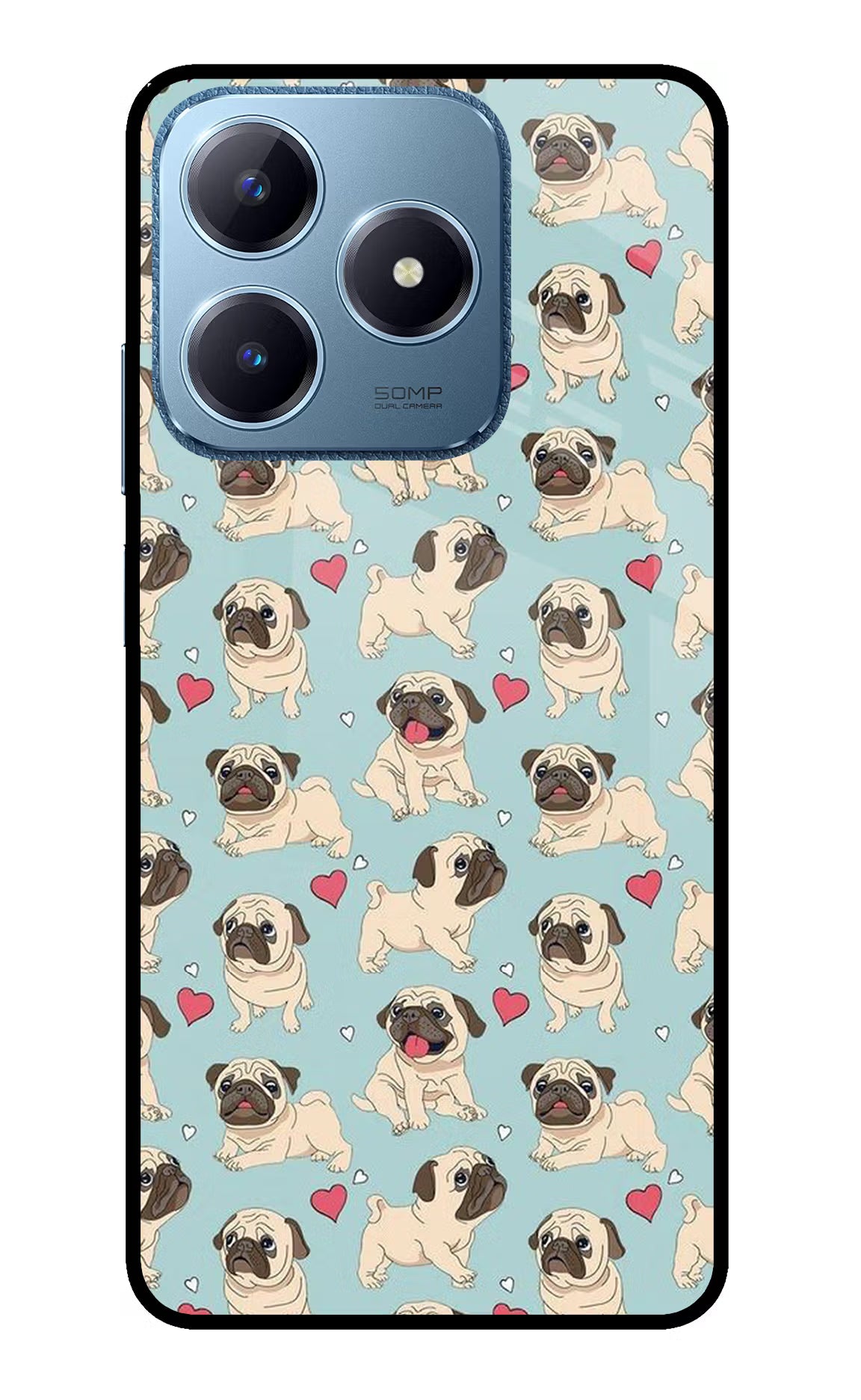 Pug Dog Realme C63 Glass Case Back Cover by Casekaro