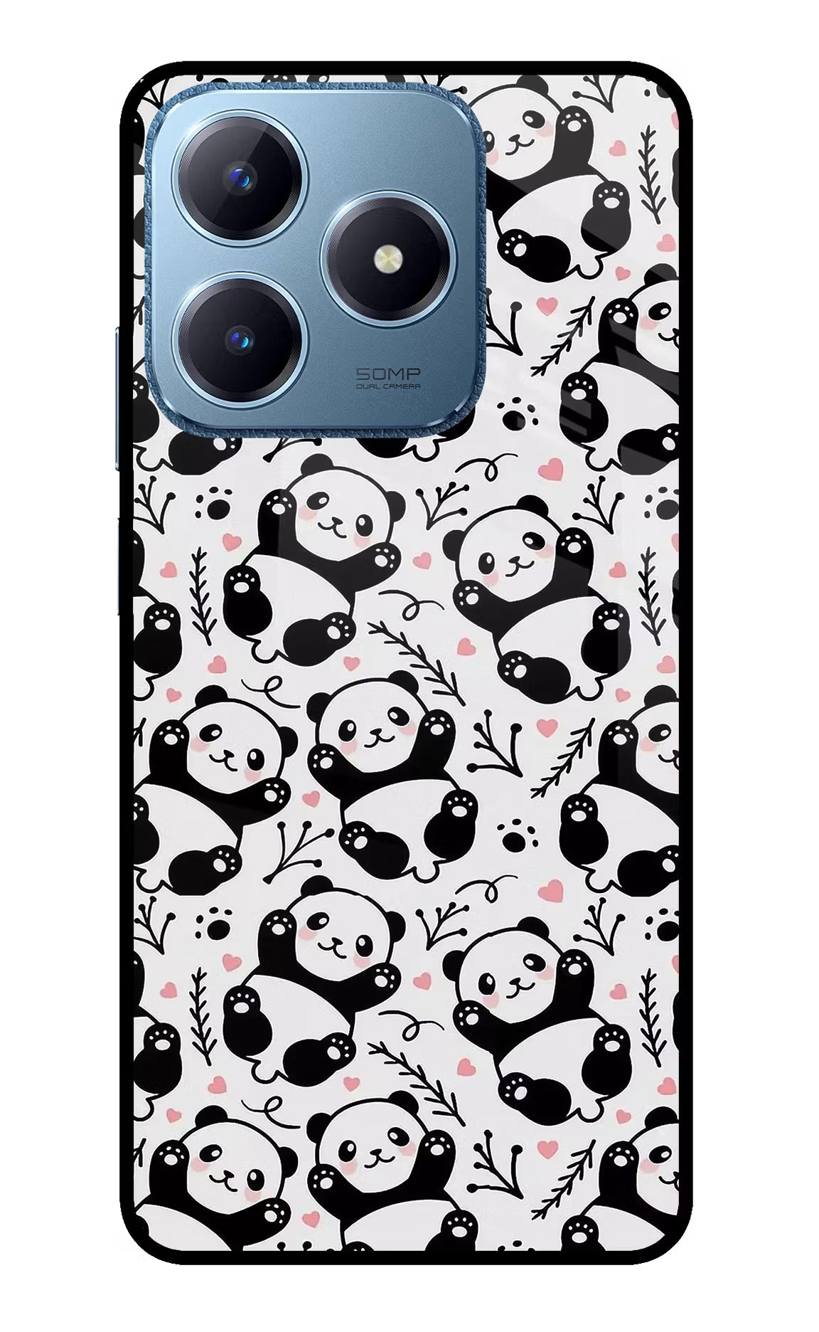 Cute Panda Realme C63 Glass Case