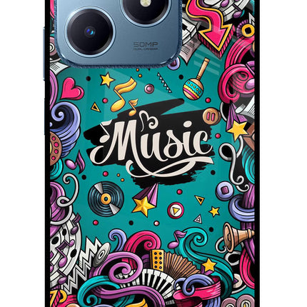 Music Graffiti Realme C63 Glass Case Back Cover by Casekaro