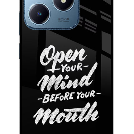 Open Your Mind Before Your Mouth Realme C63 Glass Case Back Cover by Casekaro