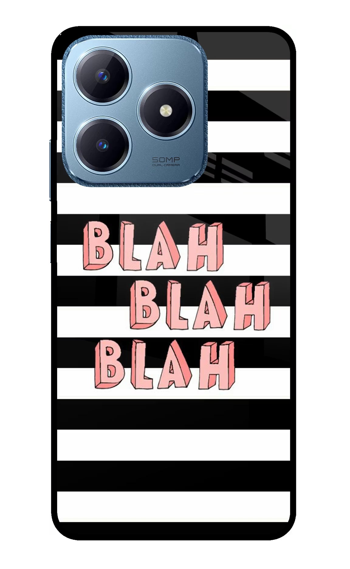 Blah Blah Blah Realme C63 Glass Case Back Cover by Casekaro