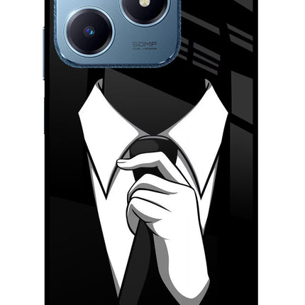 Black Tie Realme C63 Glass Case Back Cover by Casekaro