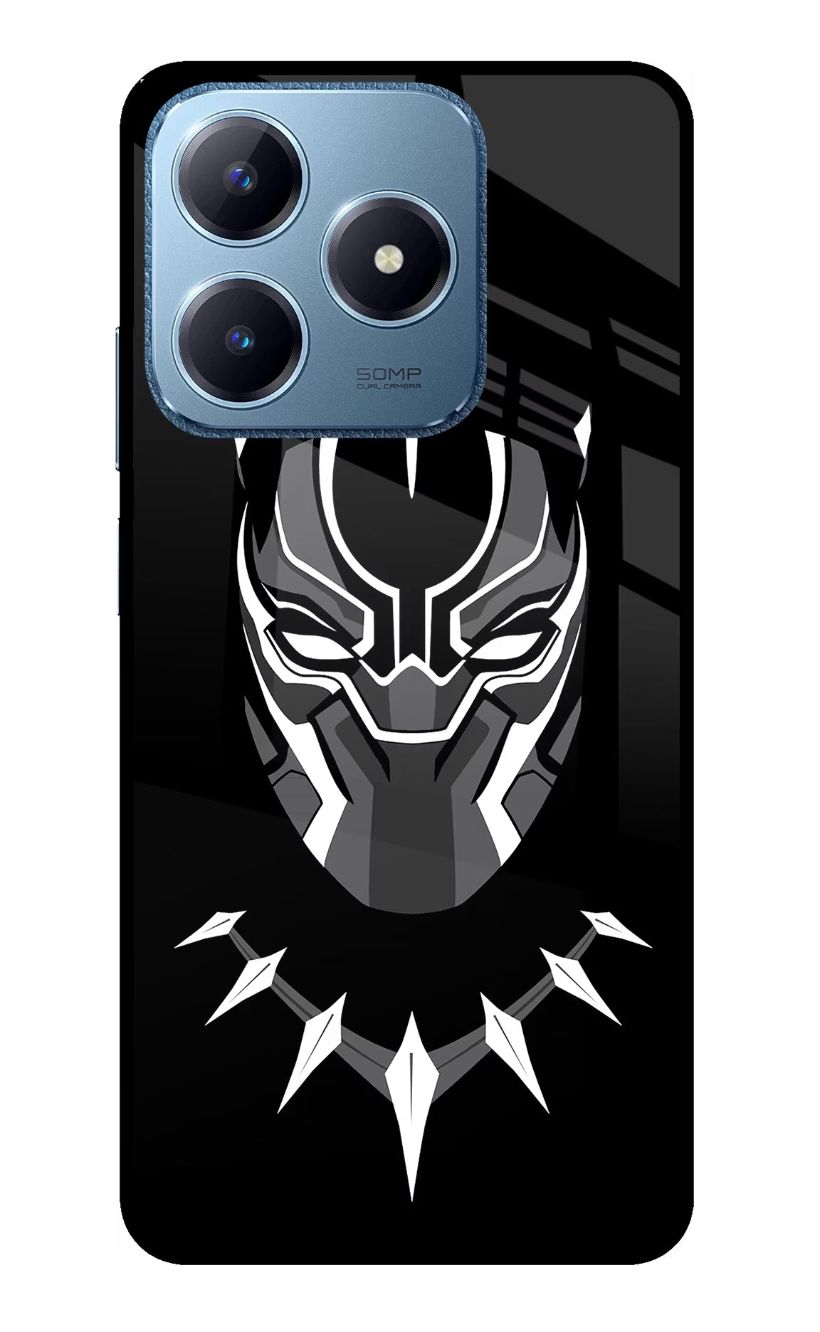 Black Panther Realme C63 Glass Case Back Cover by Casekaro