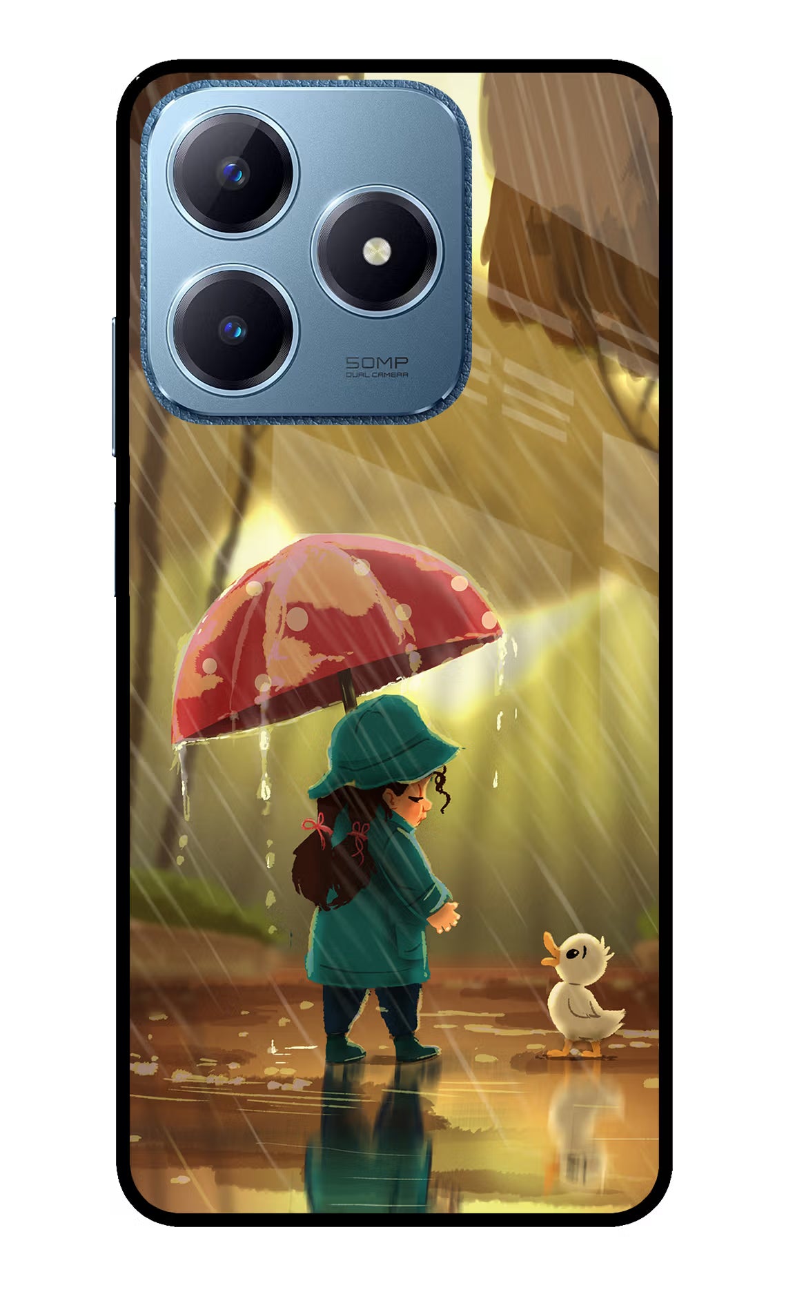 Rainy Day Realme C63 Glass Case Back Cover by Casekaro