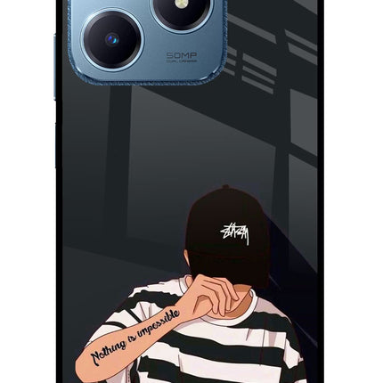 Aesthetic Boy Realme C63 Glass Case Back Cover by Casekaro