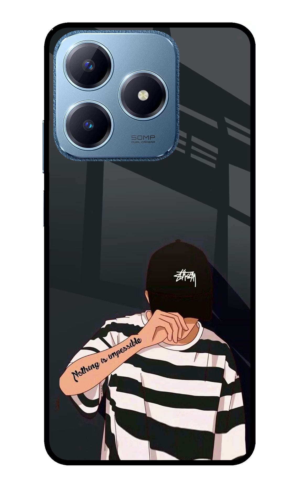 Aesthetic Boy Realme C63 Glass Case Back Cover by Casekaro