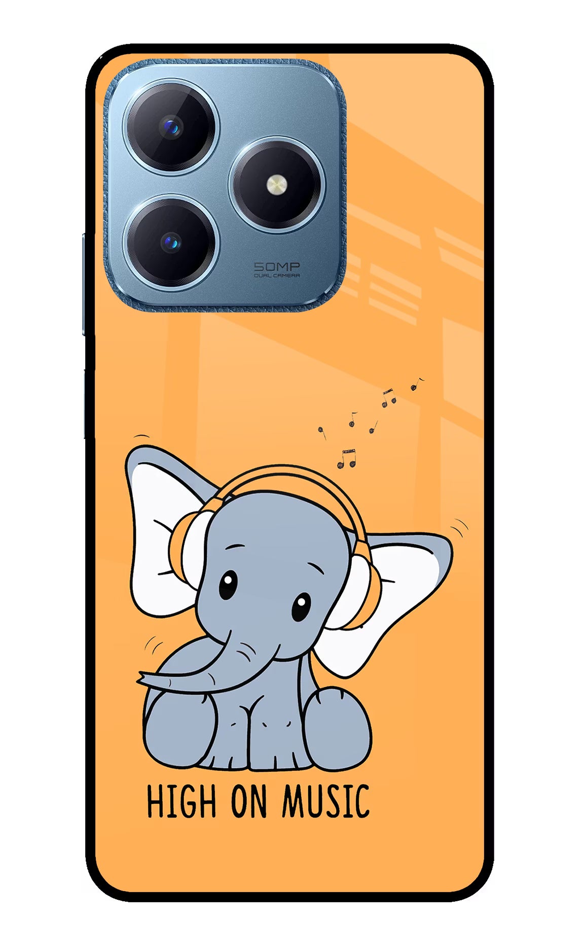 High On Music Realme C63 Glass Case Back Cover by Casekaro