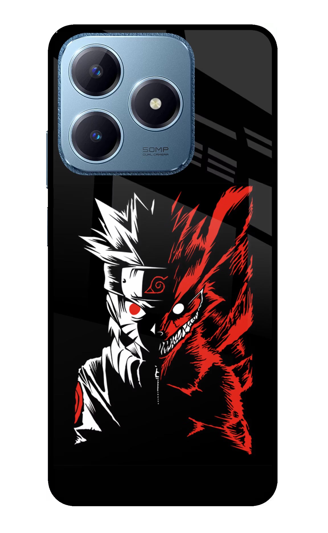 Naruto Two Face Realme C63 Glass Case Back Cover by Casekaro