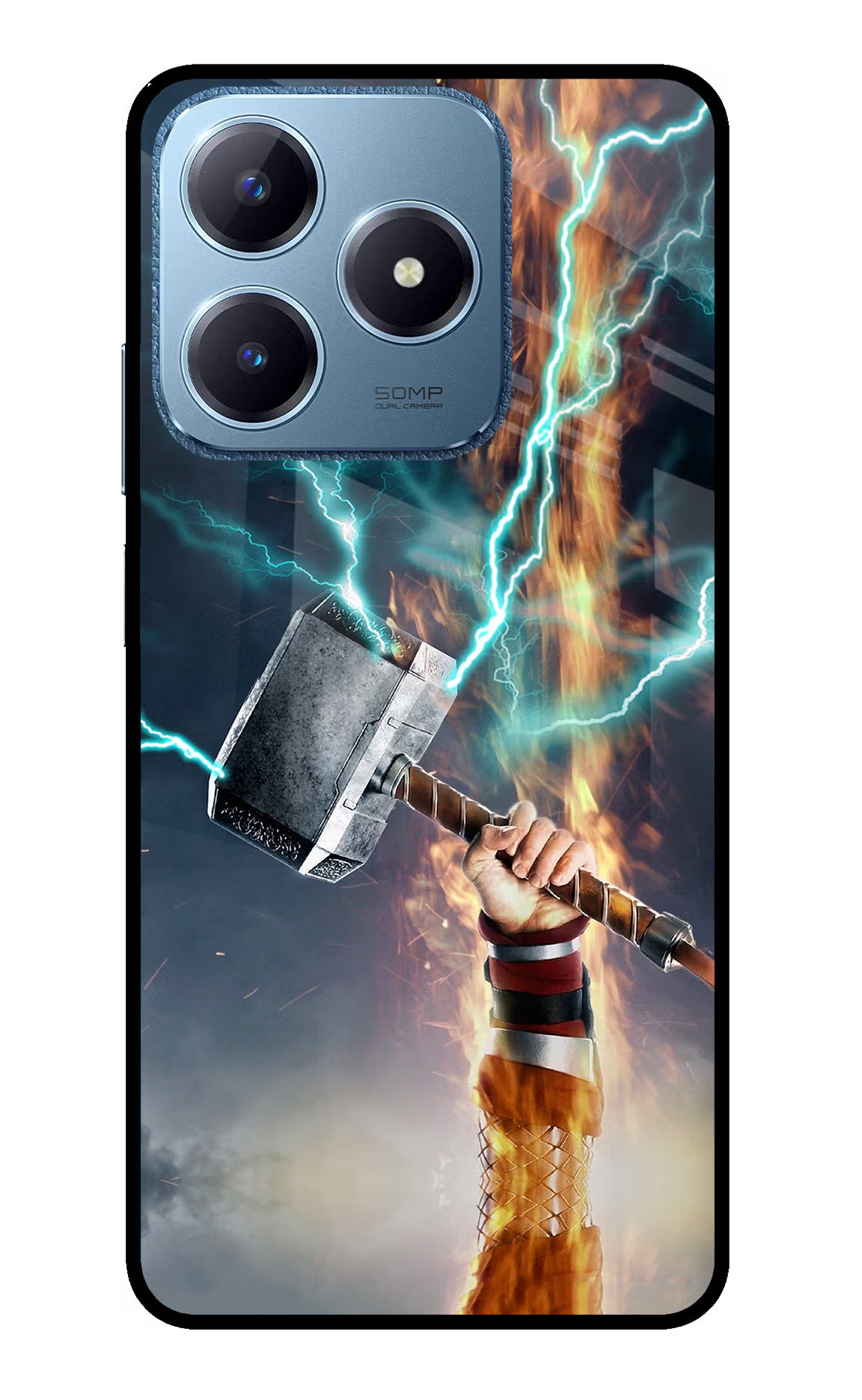 Thor Hammer Mjolnir Realme C63 Glass Case Back Cover by Casekaro