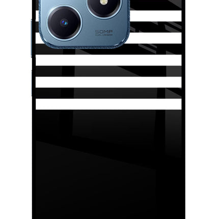Black and White Print Realme C63 Glass Case Back Cover by Casekaro