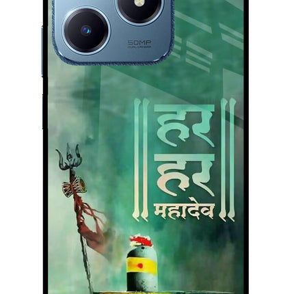 Har Har Mahadev Shivling Realme C63 Glass Case Back Cover by Casekaro