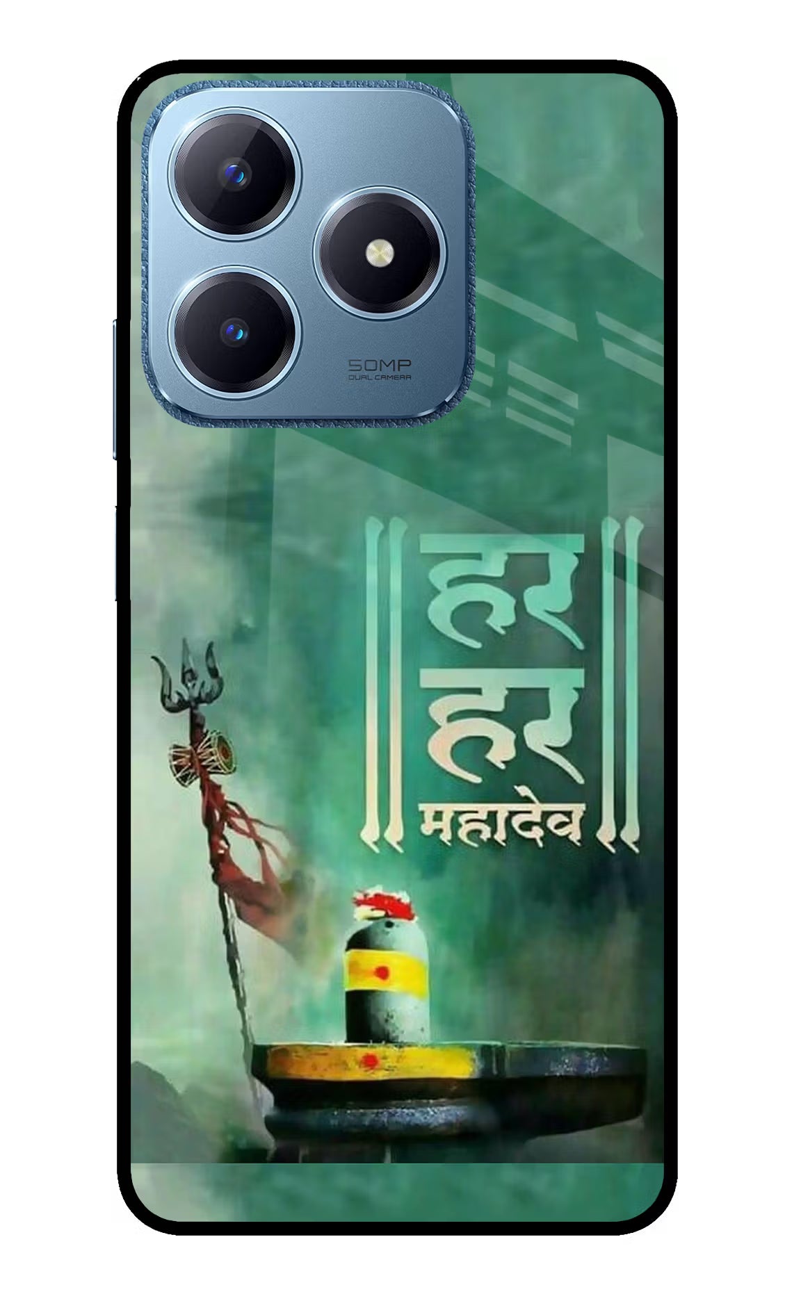 Har Har Mahadev Shivling Realme C63 Glass Case Back Cover by Casekaro