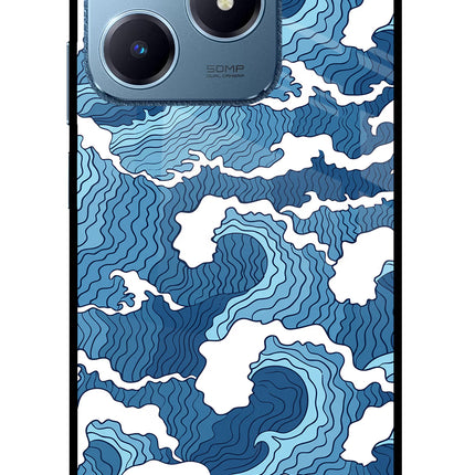Blue Waves Realme C63 Glass Case Back Cover by Casekaro