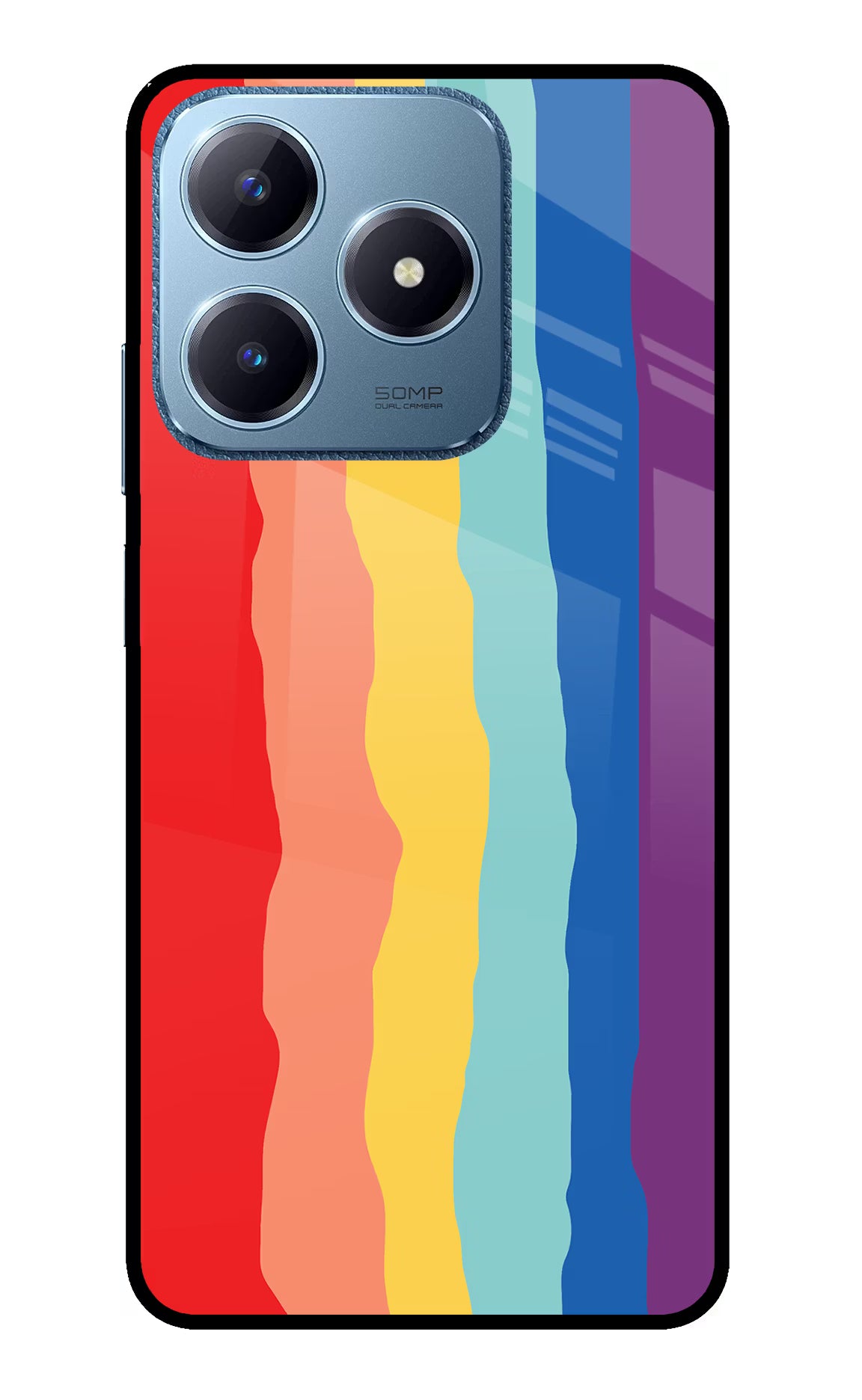Rainbow Realme C63 Glass Case Back Cover by Casekaro