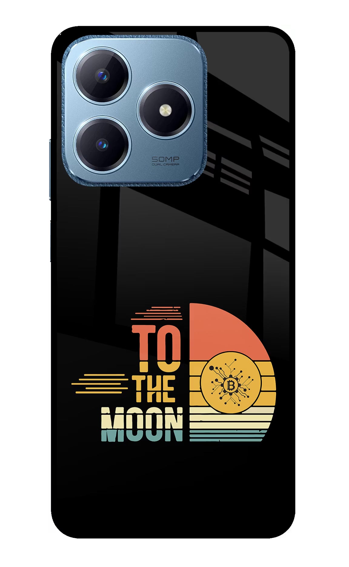 To the Moon Realme C63 Glass Case Back Cover by Casekaro