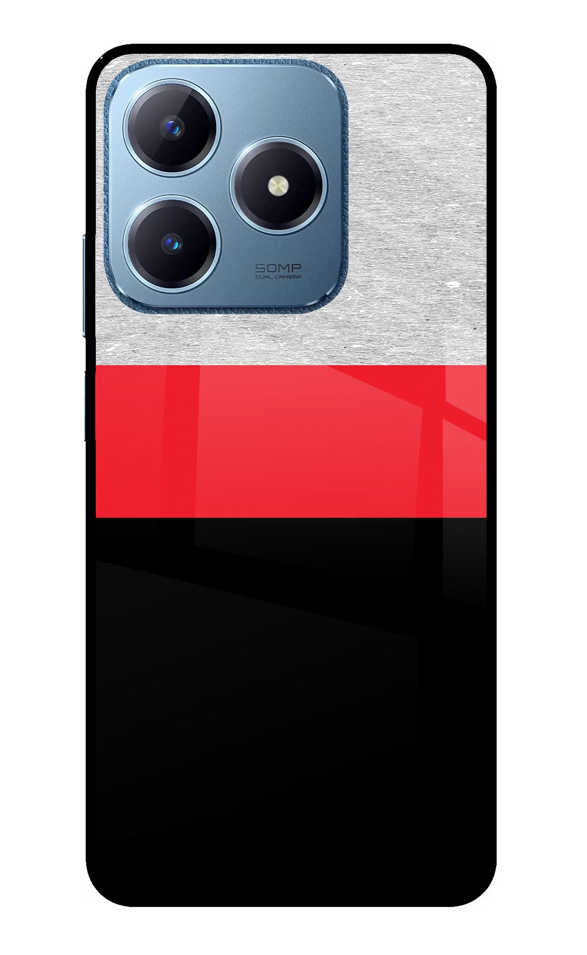 Tri Color Pattern Realme C63 Glass Case Back Cover by Casekaro