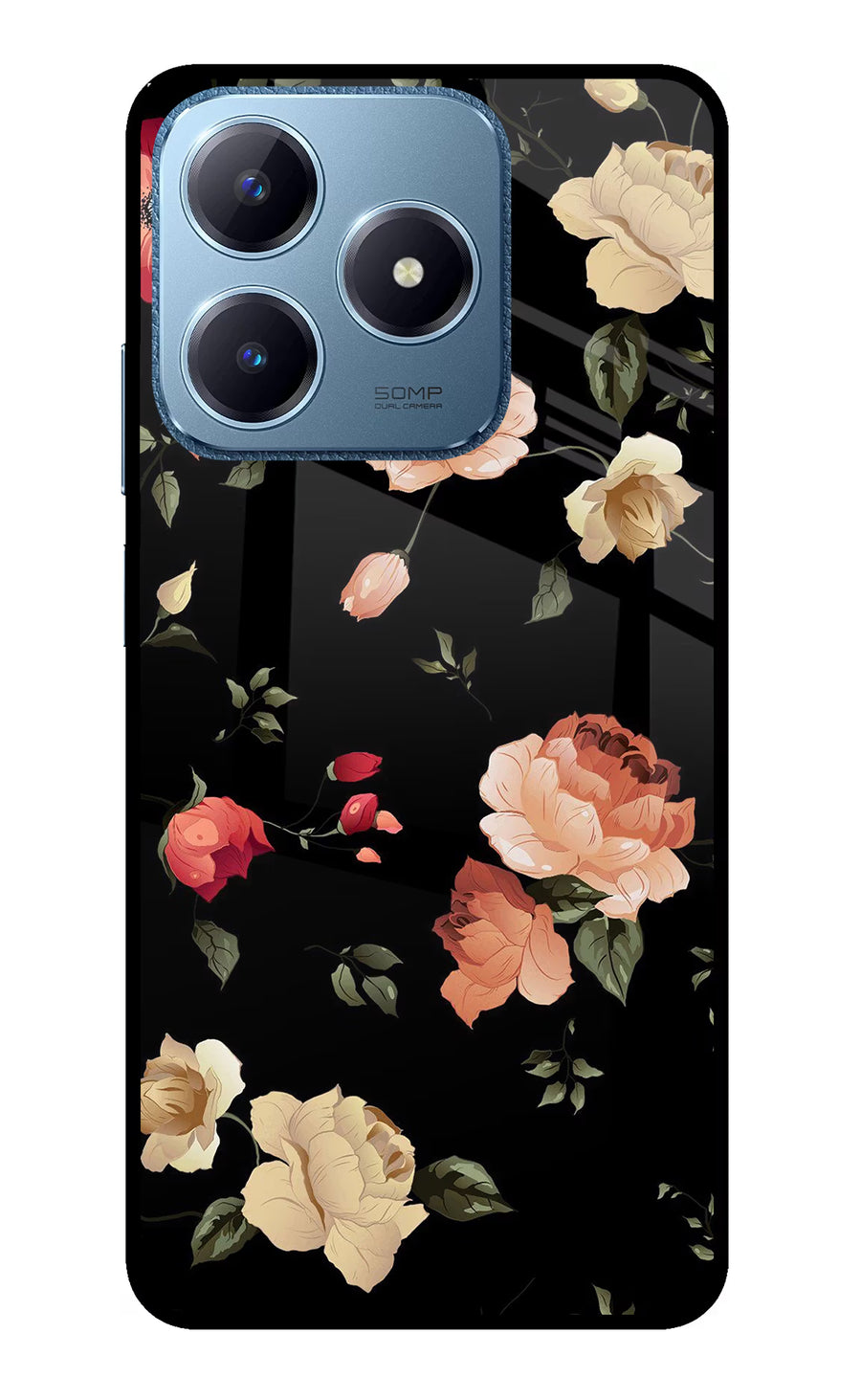 Flowers Realme C63 Back Cover, Glass case