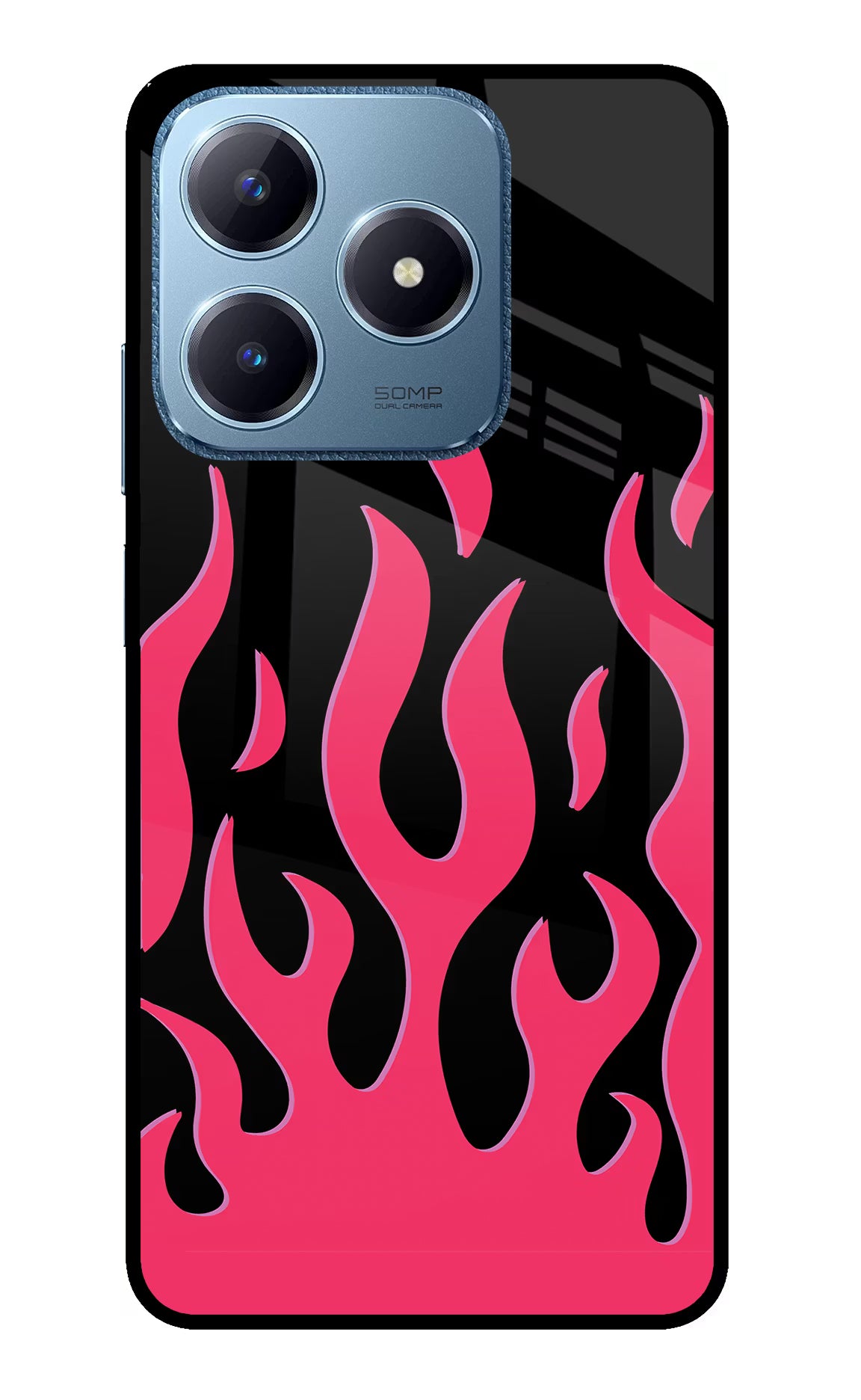 Fire Flames Realme C63 Glass Case Back Cover by Casekaro