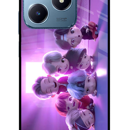 BTS Chibi Realme C63 Glass Case Back Cover by Casekaro