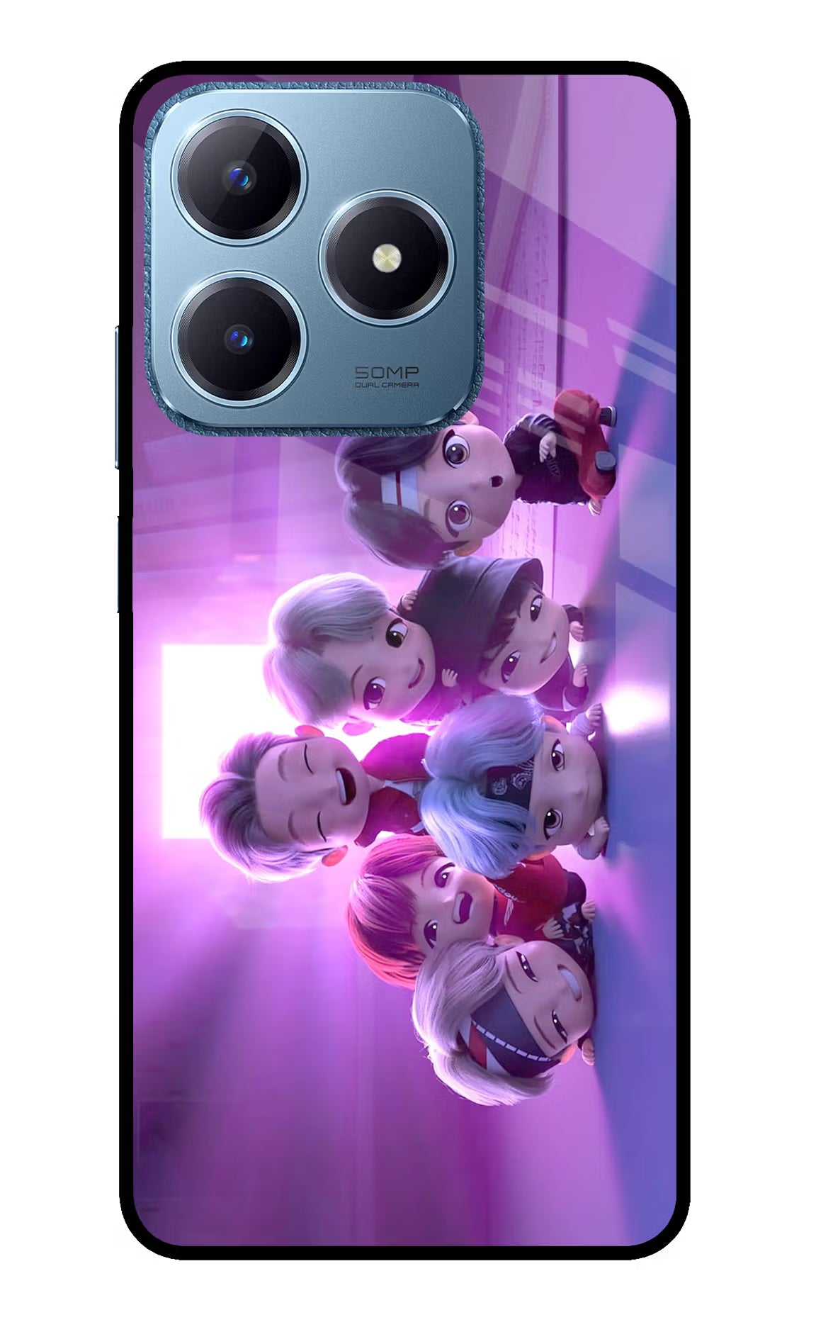 BTS Chibi Realme C63 Glass Case Back Cover by Casekaro