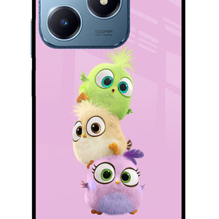 Cute Little Birds Realme C63 Glass Case Back Cover by Casekaro