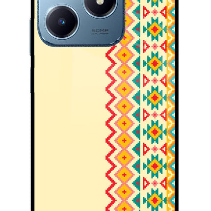 Ethnic Seamless Realme C63 Glass Case Back Cover by Casekaro
