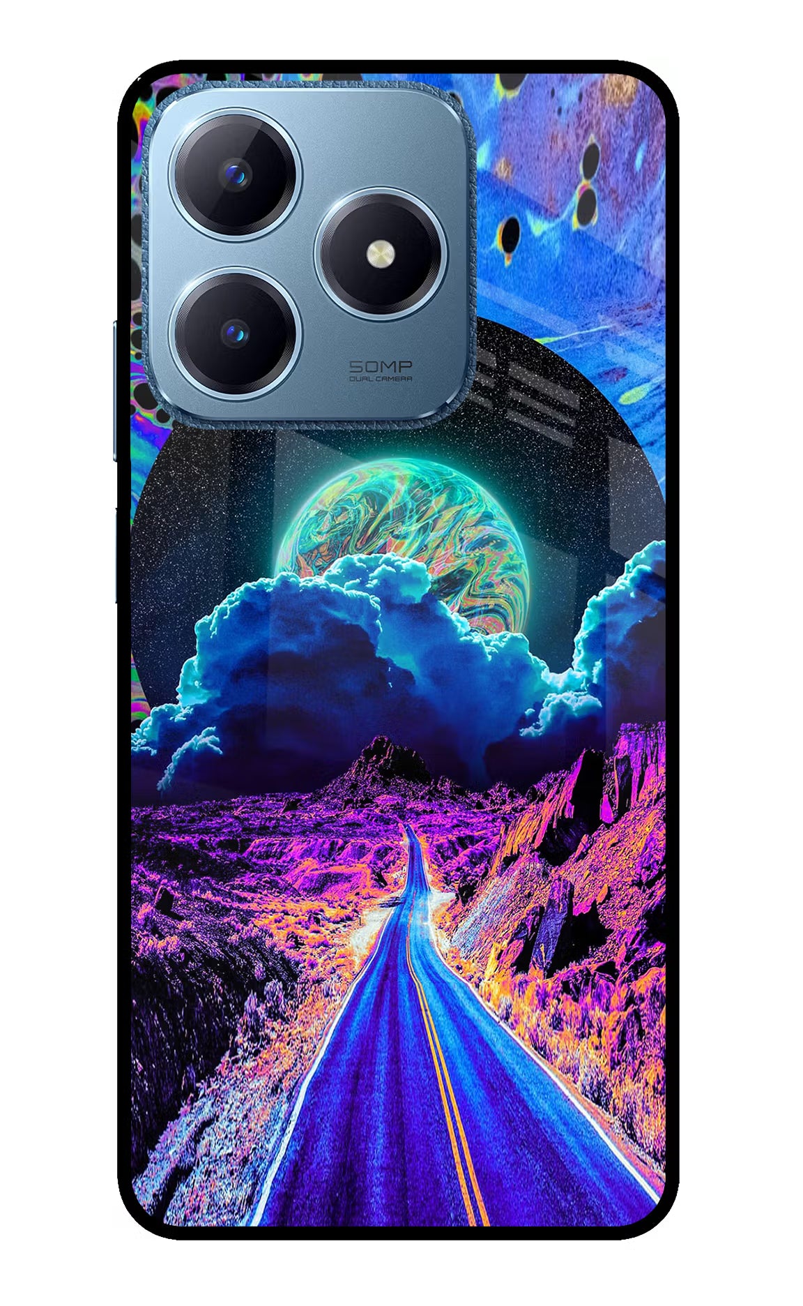 Psychedelic Painting Realme C63 Glass Case Back Cover by Casekaro