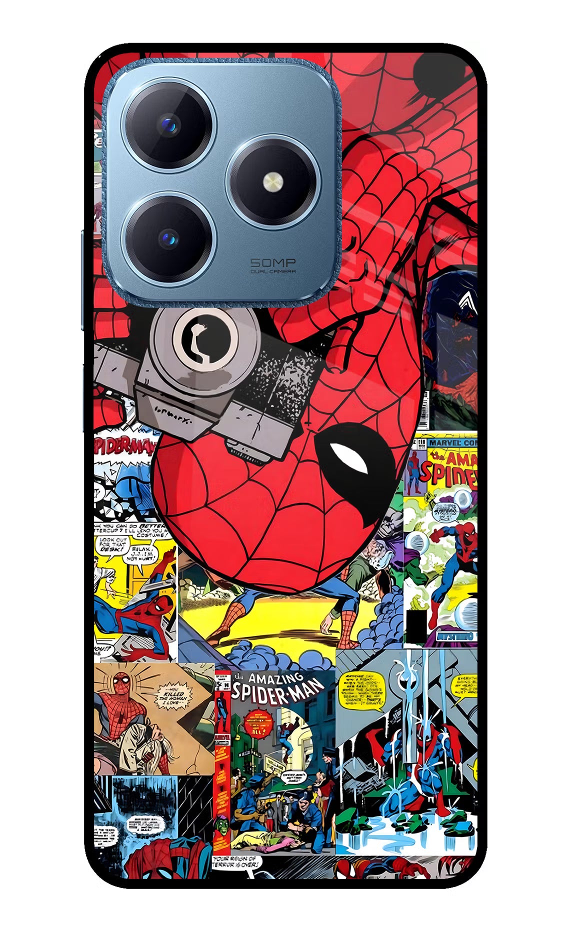 Spider Man Realme C63 Glass Case Back Cover by Casekaro